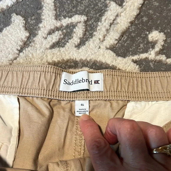 Saddlebred men’s shorts. NWT. Size 46 khaki flat front. Elastic back of waist. - Picture 2 of 3